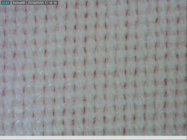 ４－３　糊の立っている生地のデジタルスコープの映像